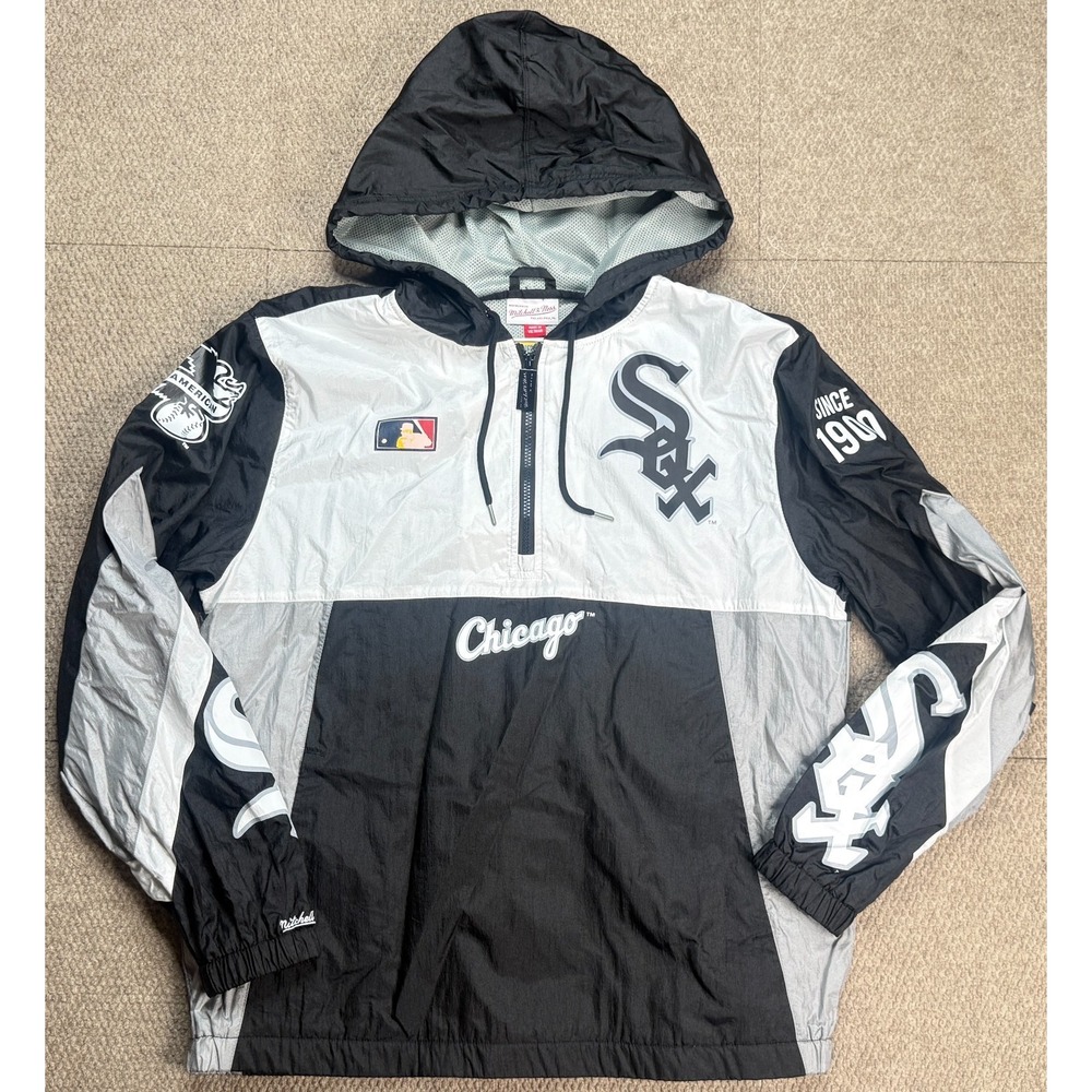 Mitchell & Ness Chicago White Sox 1/4 Zip MLB Hooded Windbreaker Jacket Size L